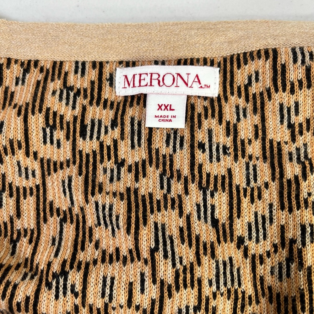 Merona Cheetah , Leopard Print Brown,Tan, black  Button Down Cardigan - 2X, NEW - Picture 7 of 7